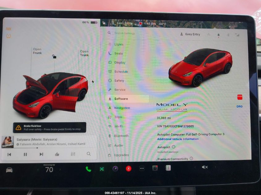 2022 Tesla Model Y Performance Dual Motor All-Wheel Drive VIN: 7SAYGDEF6NF379665 Lot: 43461107