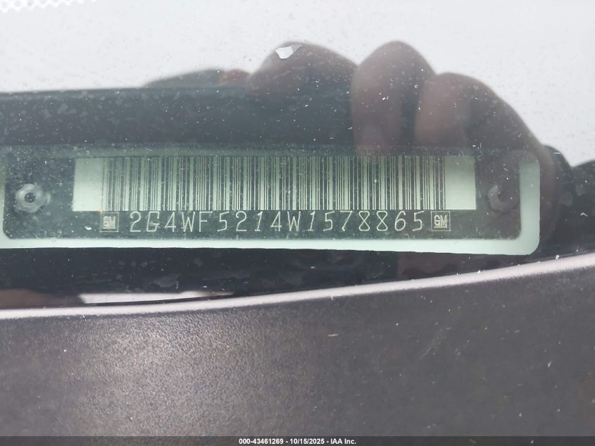 1998 Buick Regal Gs VIN: 2G4WF5214W1578865 Lot: 43461269