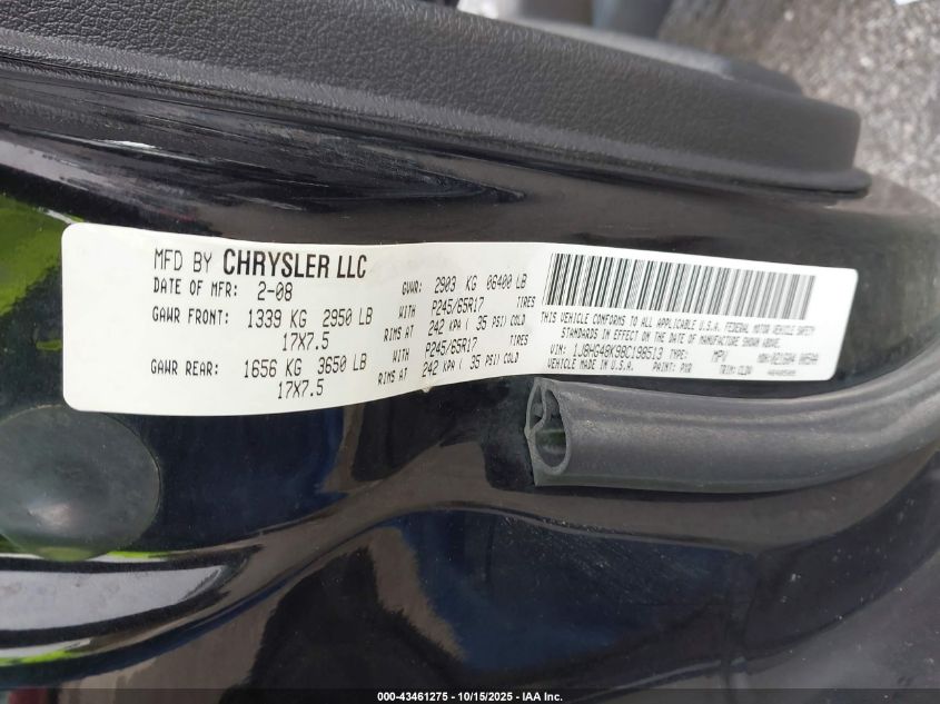 2008 Jeep Commander Sport VIN: 1J8HG48K98C198513 Lot: 43461275