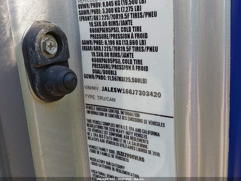 2018 Isuzu Nrr VIN: JALE5W166J7303420 Lot: 43461822