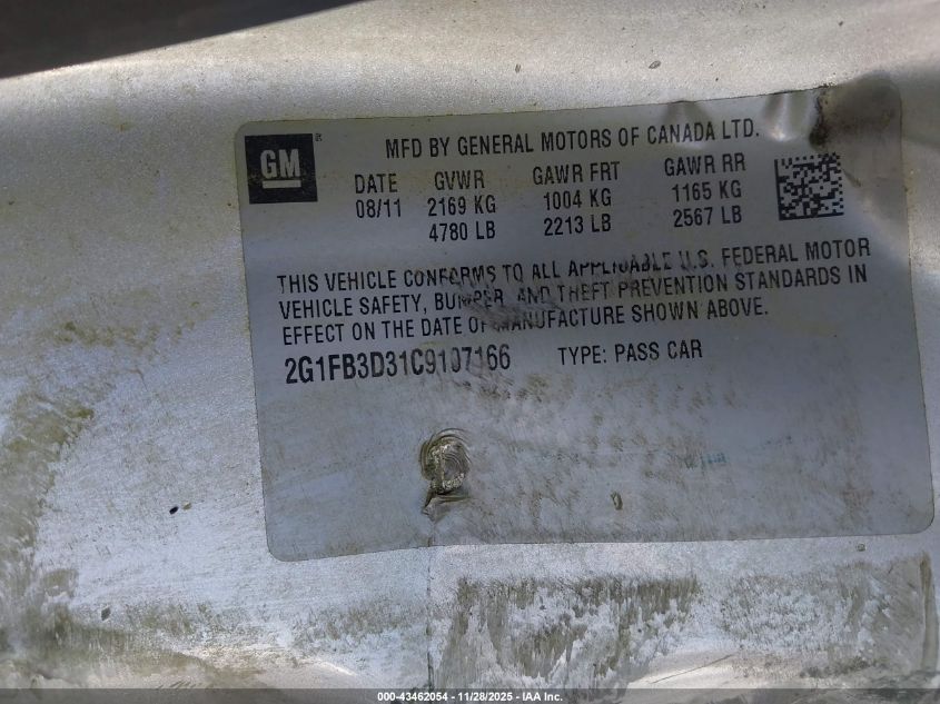 2012 Chevrolet Camaro 1Lt VIN: 2G1FB3D31C9107166 Lot: 43462054