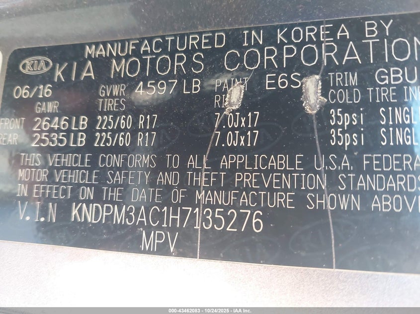 2017 KIA SPORTAGE LX KNDPM3AC1H7135276