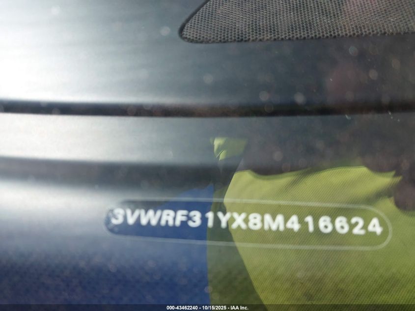 2008 Volkswagen New Beetle Se VIN: 3VWRF31YX8M416624 Lot: 43462240