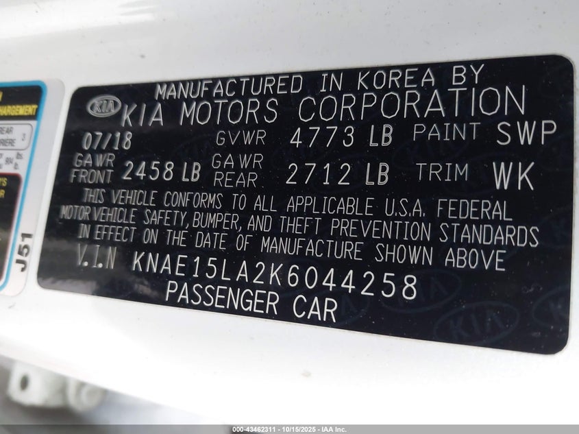 KNAE15LA2K6044258 2019 KIA STINGER photo no. 9
