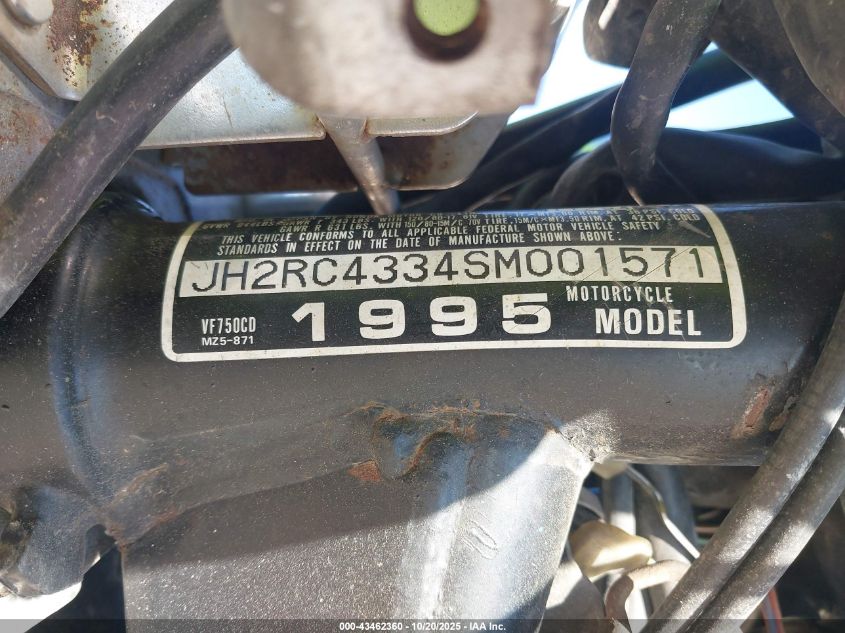 1995 Honda Vf750 Cd VIN: JH2RC4334SM001571 Lot: 43462360