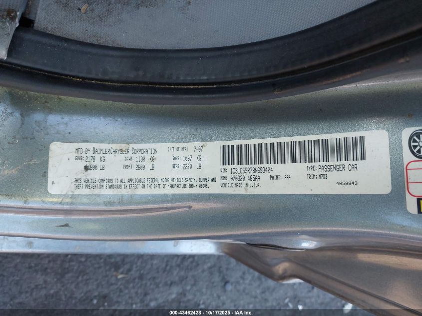 2008 Chrysler Sebring Touring VIN: 1C3LC55R78N693404 Lot: 43462428