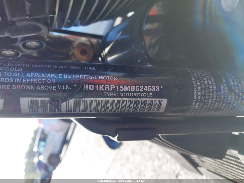2021 Harley-Davidson Flhxs VIN: 1HD1KRP15MB624533 Lot: 43462645