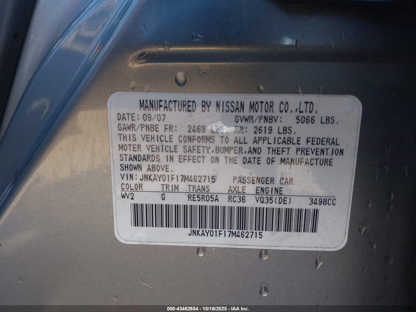 JNKAY01F17M462715 2007 INFINITI M photo no. 9