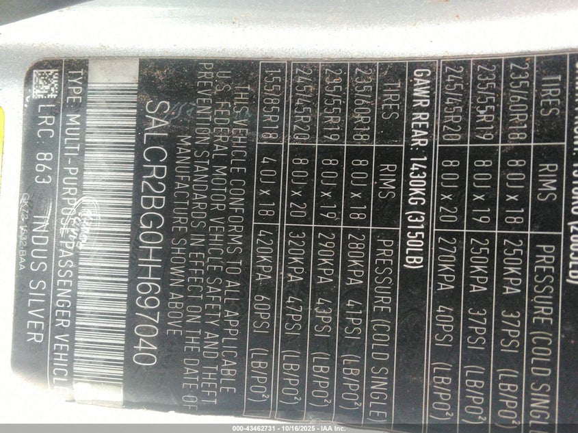 2017 LAND ROVER DISCOVERY SPORT HSE SALCR2BG0HH697040