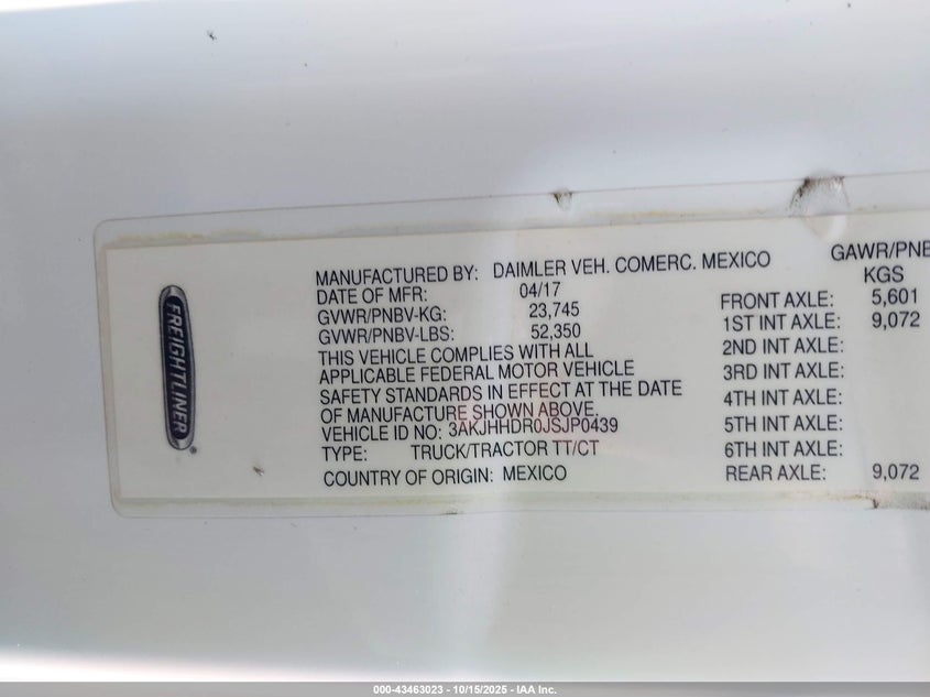 3AKJHHDR0JSJP0439 2018   photo no. 8