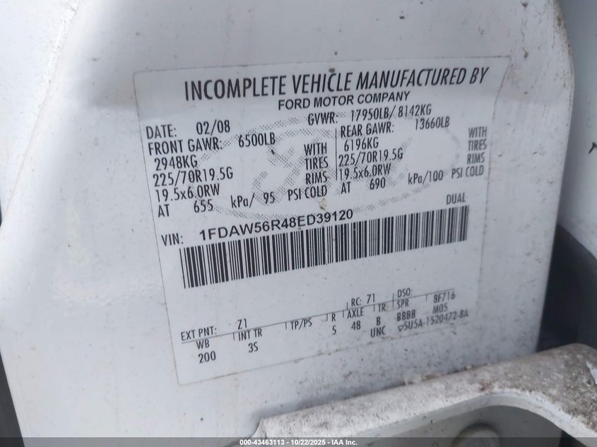 1FDAW56R48ED39120 2008 FORD F550 photo no. 8