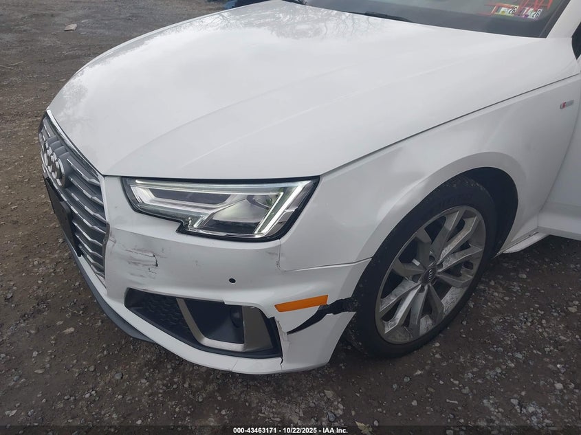 2019 Audi A4 2.0 45 Premium White Lot 111043463171 Vin WAUENAF44KN019595