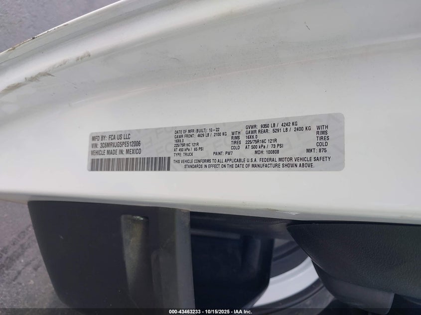 3C6MRVJG5PE512006 2023 RAM PROMASTER CITY photo no. 9