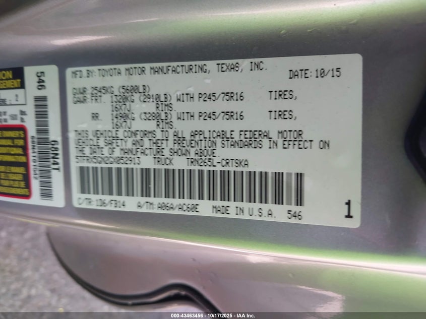 2016 TOYOTA TACOMA SR 5TFRX5GN2GX052913