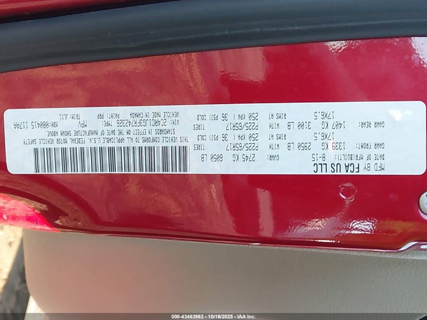 2015 Chrysler Town & Country Limited VIN: 2C4RC1JG3FR742326 Lot: 43463963