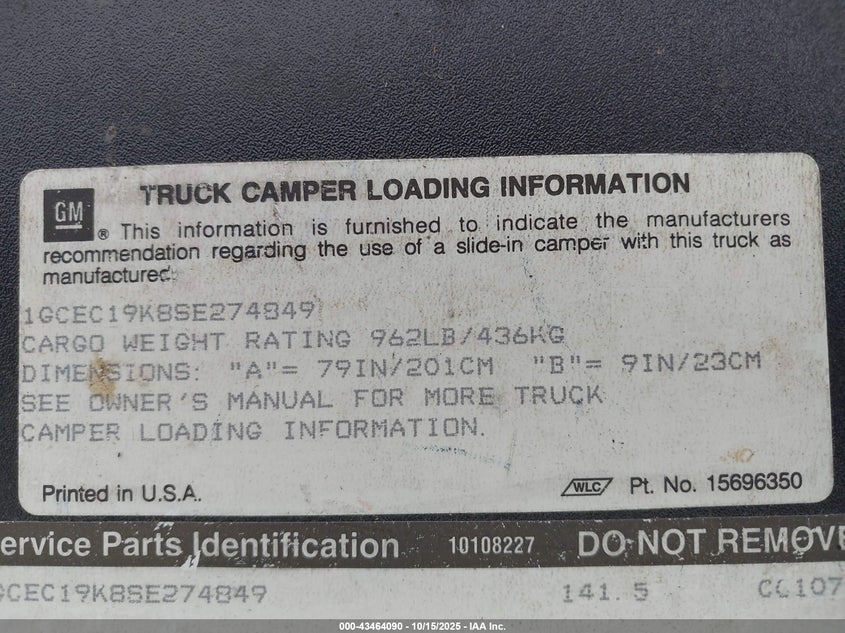 1GCEC19K8SE274849 1995 CHEVROLET GMT-400 photo no. 9