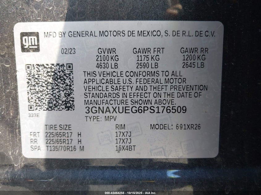 3GNAXUEG6PS176509 2023 CHEVROLET EQUINOX photo no. 9