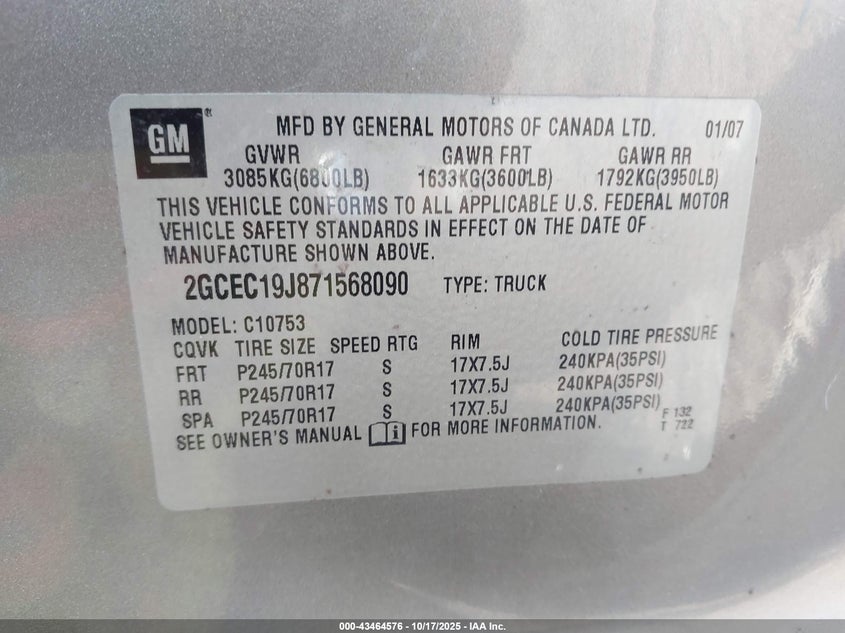 2GCEC19J871568090 2007 CHEVROLET SILVERADO photo no. 9