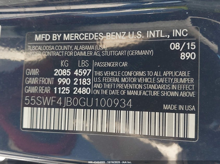 2016 MERCEDES-BENZ C 300 55SWF4JB0GU167050