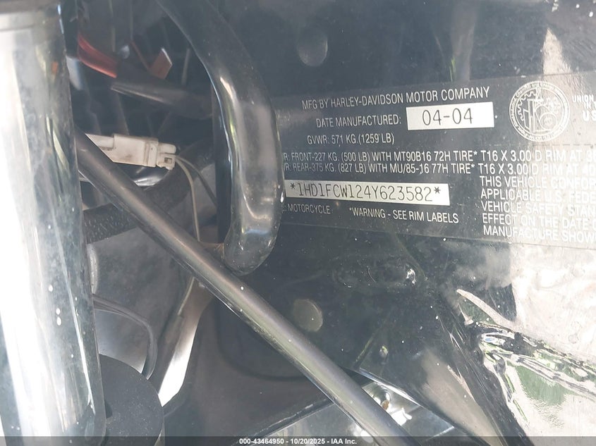 2004 Harley-Davidson Flhtcui VIN: 1HD1FCW124Y623582 Lot: 43464950