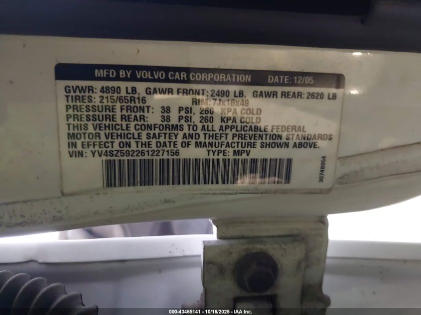 2006 Volvo Xc70 2.5T/Volvo Ocean Race Edition VIN: YV4SZ592261227156 Lot: 43465141