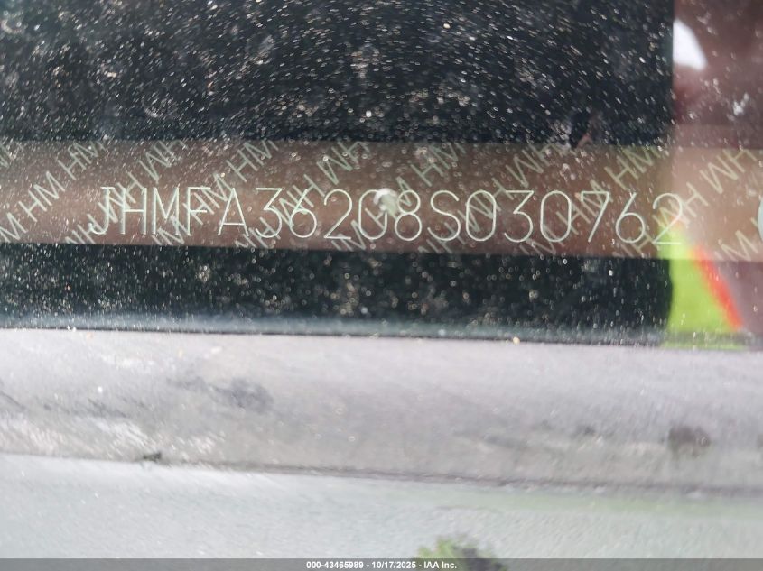 2008 Honda Civic Hybrid VIN: JHMFA36208S030762 Lot: 43465989