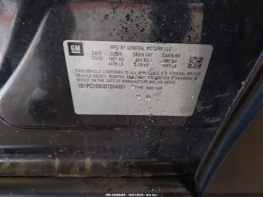 2013 CHEVROLET CRUZE 1LT AUTO 1G1PC5SB0D7264391