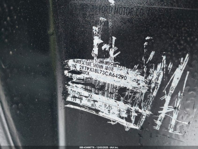 2003 Ford F-150 Lariat/Xl/Xlt VIN: 2FTPX18L73CA64290 Lot: 43466776