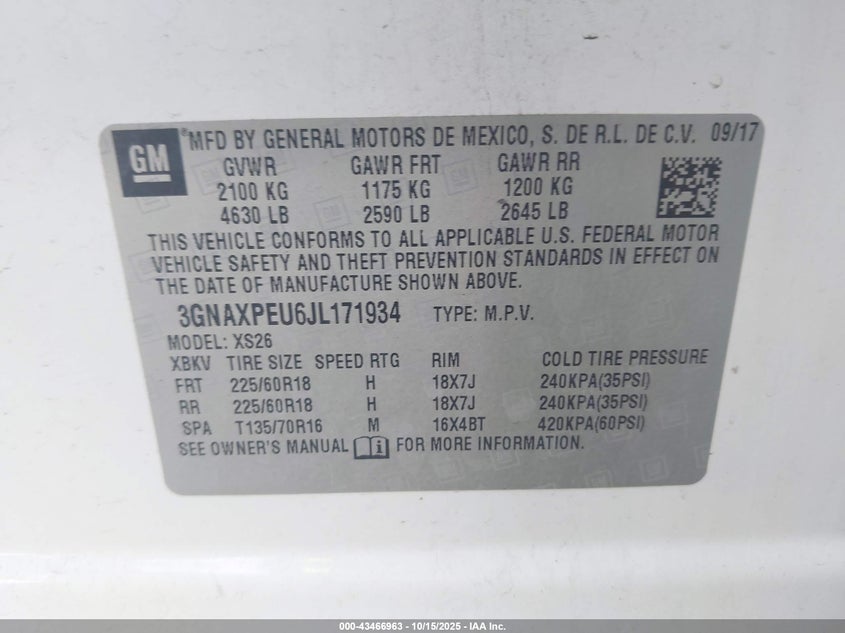 2018 CHEVROLET EQUINOX PREMIER 3GNAXPEU6JL171934