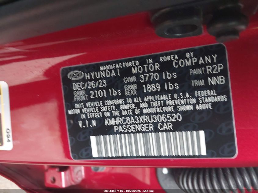 2024 HYUNDAI VENUE LIMITED KMHRC8A3XRU306520