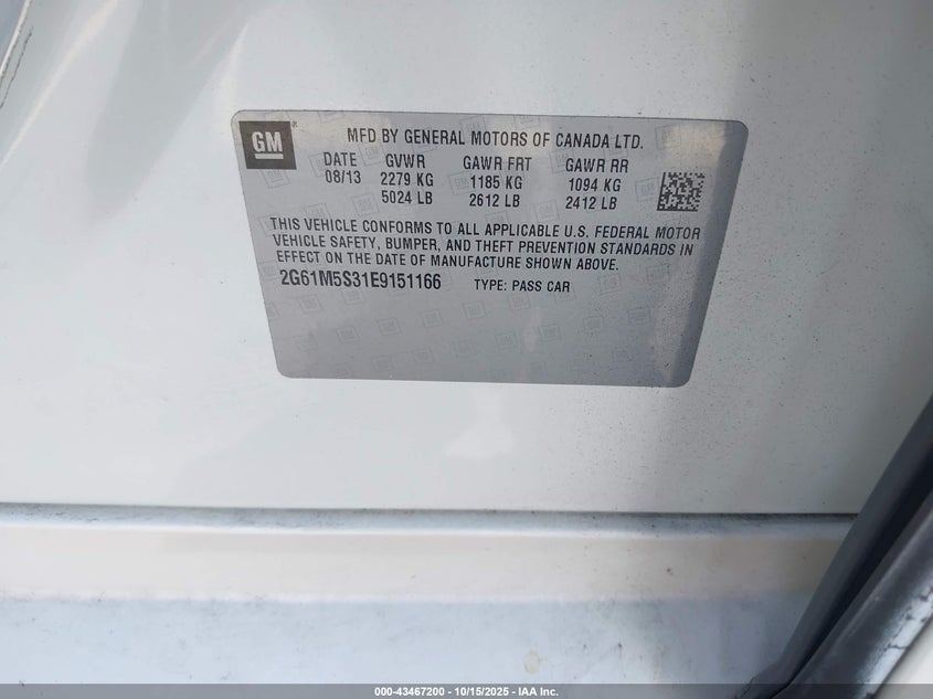 2014 CADILLAC XTS LUXURY 2G61M5S31E9151166