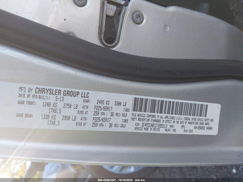 2013 DODGE JOURNEY AMERICAN VALUE PKG 3C4PDCAB1DT695313