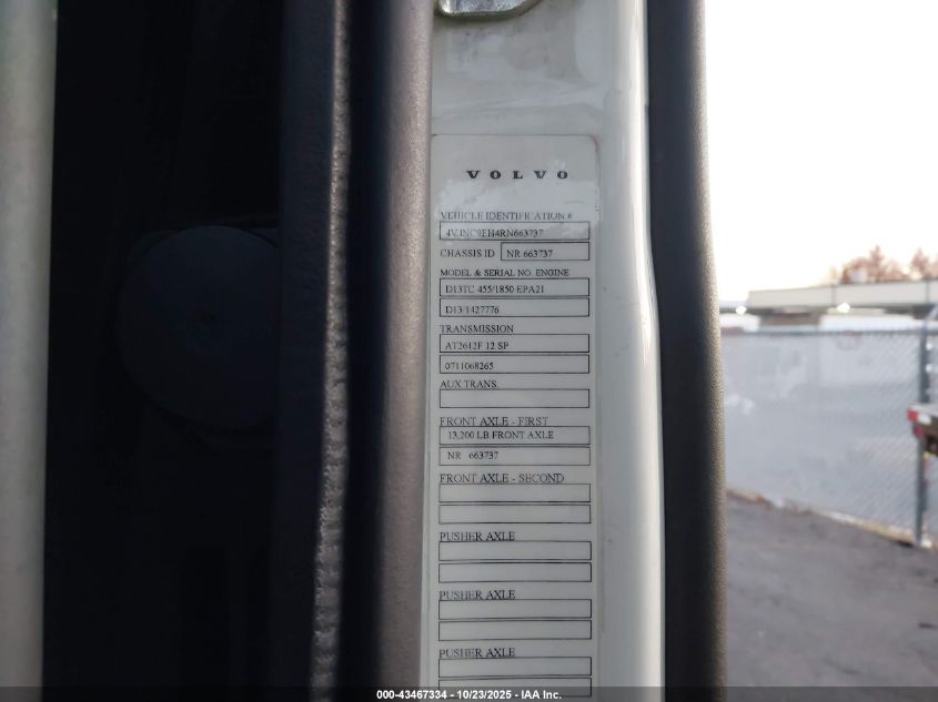 2024 Volvo Vnl VIN: 4V4NC9EH4RN663737 Lot: 43467334