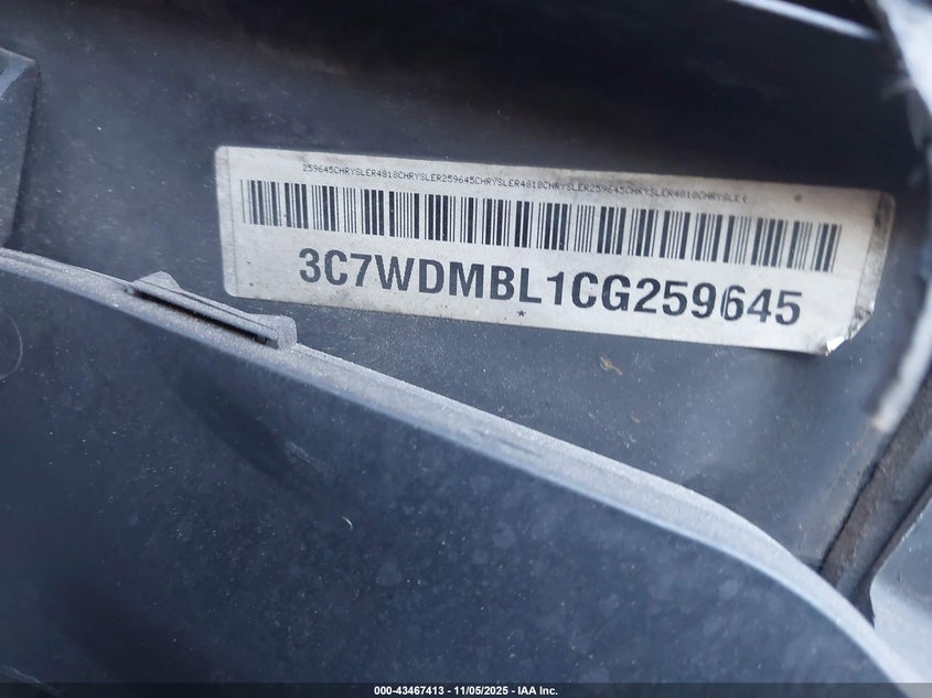 2012 Ram 5500 Chassis St/Slt VIN: 3C7WDMBL1CG259645 Lot: 43467413