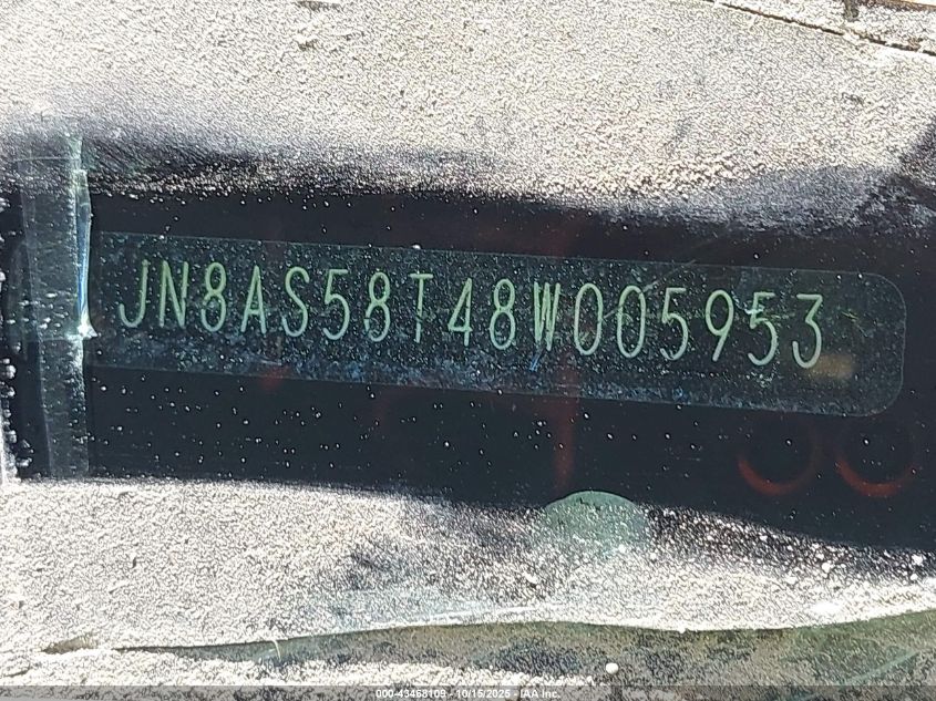 2008 Nissan Rogue Sl VIN: JN8AS58T48W005953 Lot: 43468109