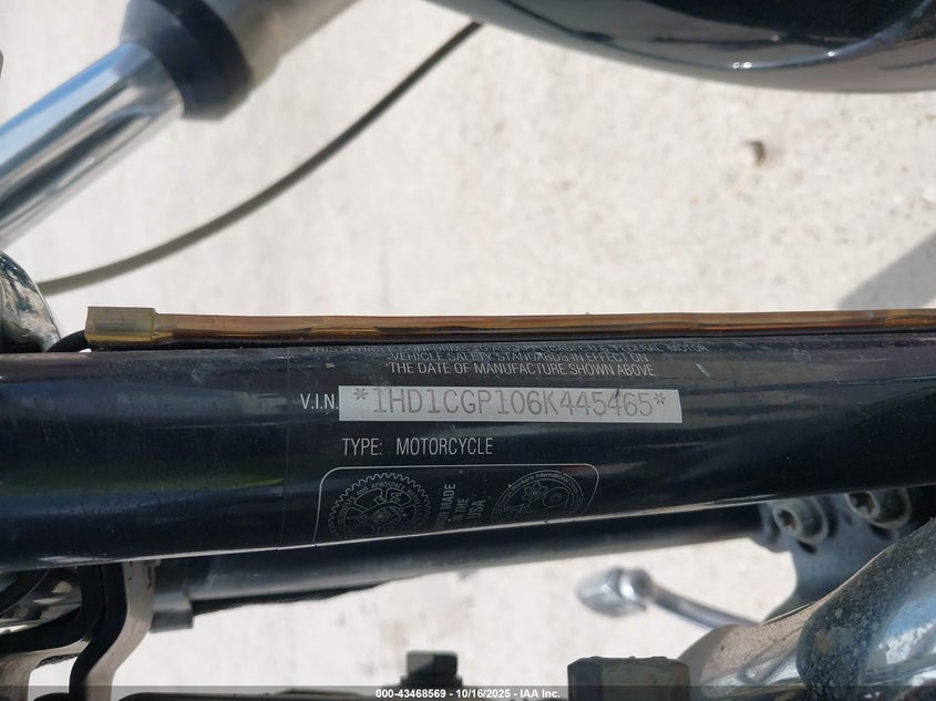 2006 Harley-Davidson Xl1200 C VIN: 1HD1CGP106K445465 Lot: 43468569