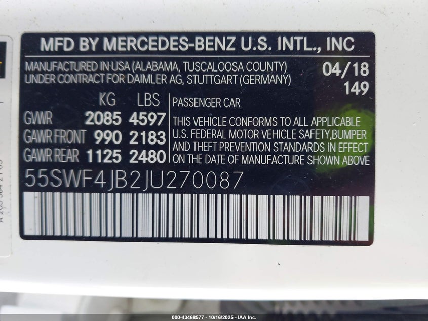 2018 MERCEDES-BENZ C 300 55SWF4JB2JU270087