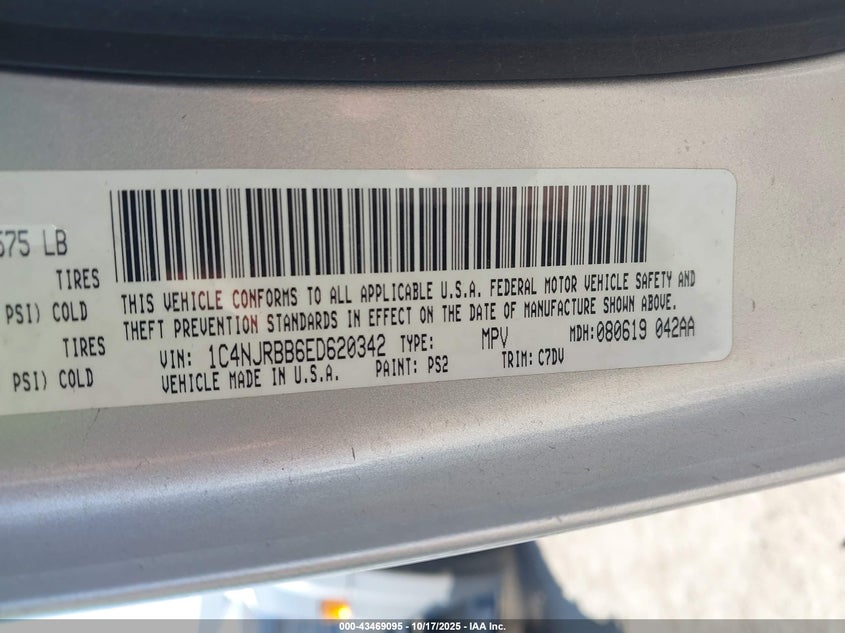 2014 JEEP PATRIOT SPORT 1C4NJRBB6ED620342