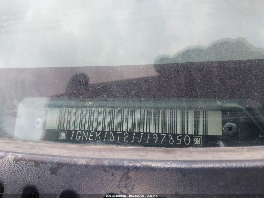 2001 Chevrolet Tahoe Ls VIN: 1GNEK13T21J197350 Lot: 43469468