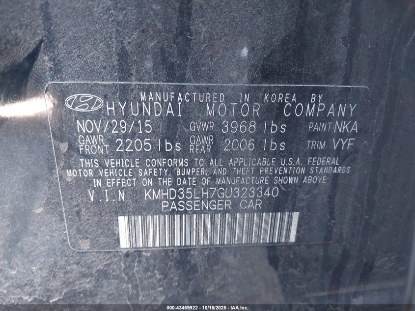 KMHD35LH7GU323340 2016 HYUNDAI ELANTRA photo no. 9