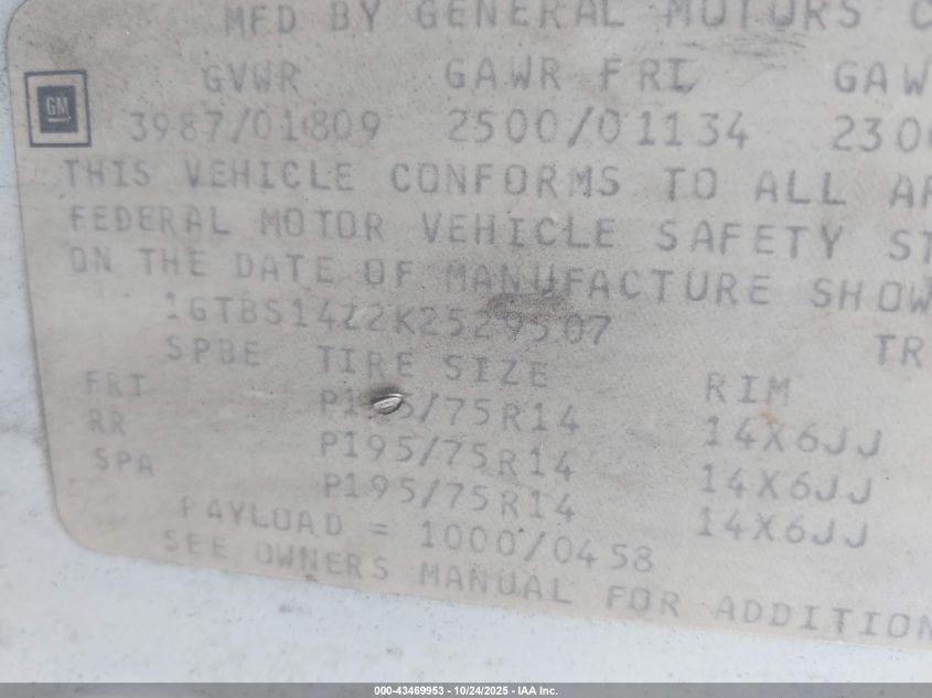 1GTBS14Z2K2529507 1989 GMC  photo no. 9