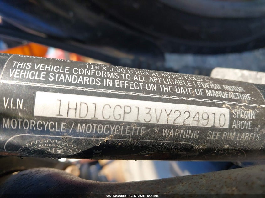 1997 Harley-Davidson Xl1200 C VIN: 1HD1CGP13VY224910 Lot: 43470558