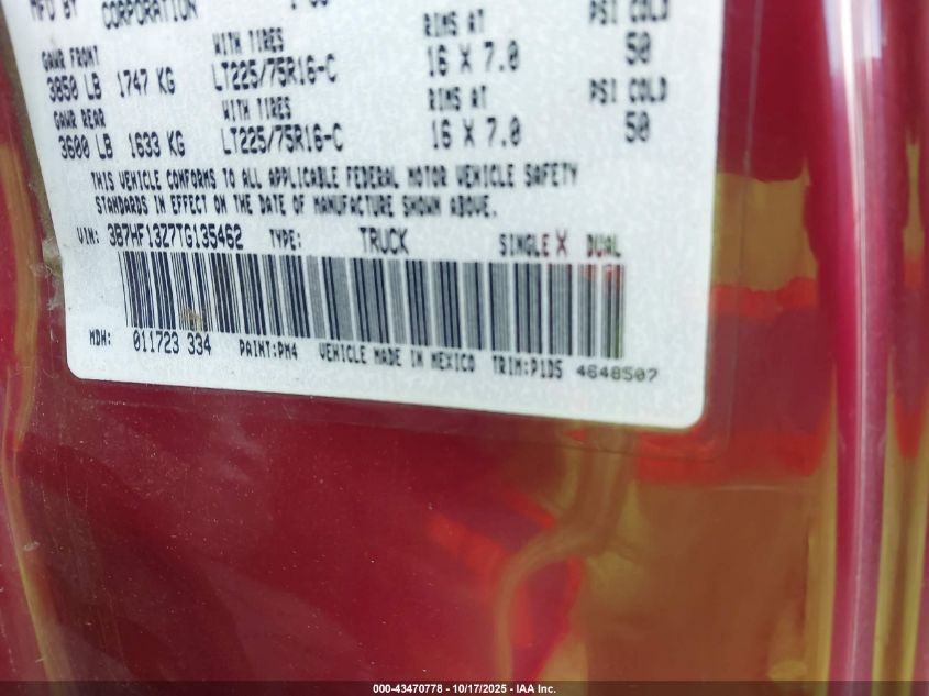 1996 Dodge Ram 1500 VIN: 3B7HF13Z7TG135462 Lot: 43470778