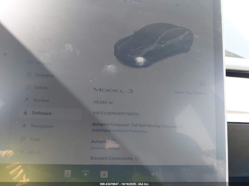 2023 Tesla Model 3 Rear-Wheel Drive VIN: 5YJ3E1EA5PF706723 Lot: 43470847