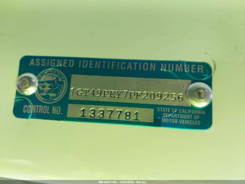 2023 GMC Sierra 2500Hd 4Wd Standard Bed At4 VIN: 1GT49PEY7PF209256 Lot: 43471160