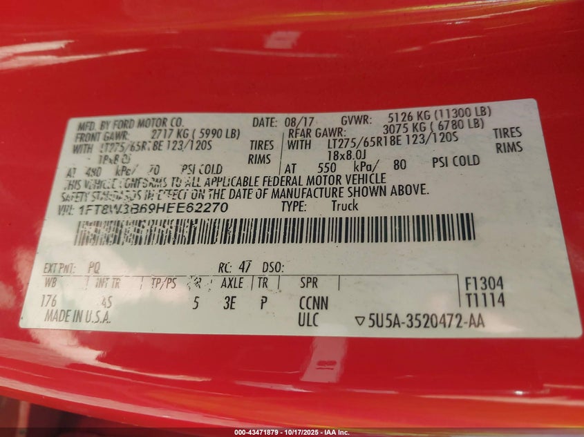 1FT8W3B69HEE62270 2017 FORD F350 photo no. 8