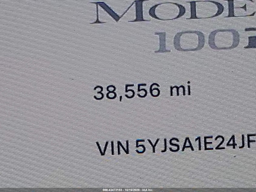2018 Tesla Model S 100D/75D/P100D VIN: 5YJSA1E24JF295614 Lot: 43472153