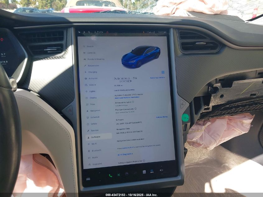 2018 Tesla Model S 100D/75D/P100D VIN: 5YJSA1E24JF295614 Lot: 43472153