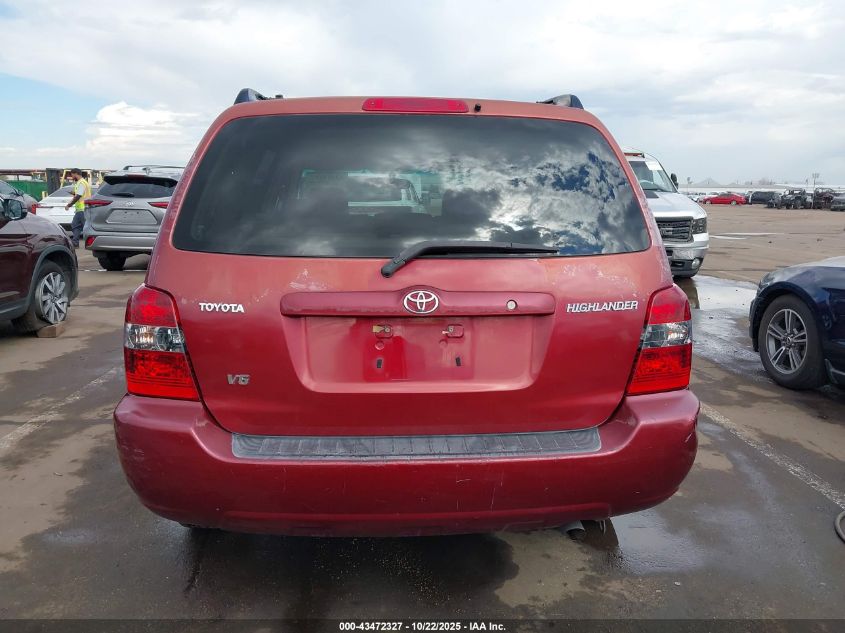 2006 Toyota Highlander V6 VIN: JTEDP21A860108788 Lot: 43472327