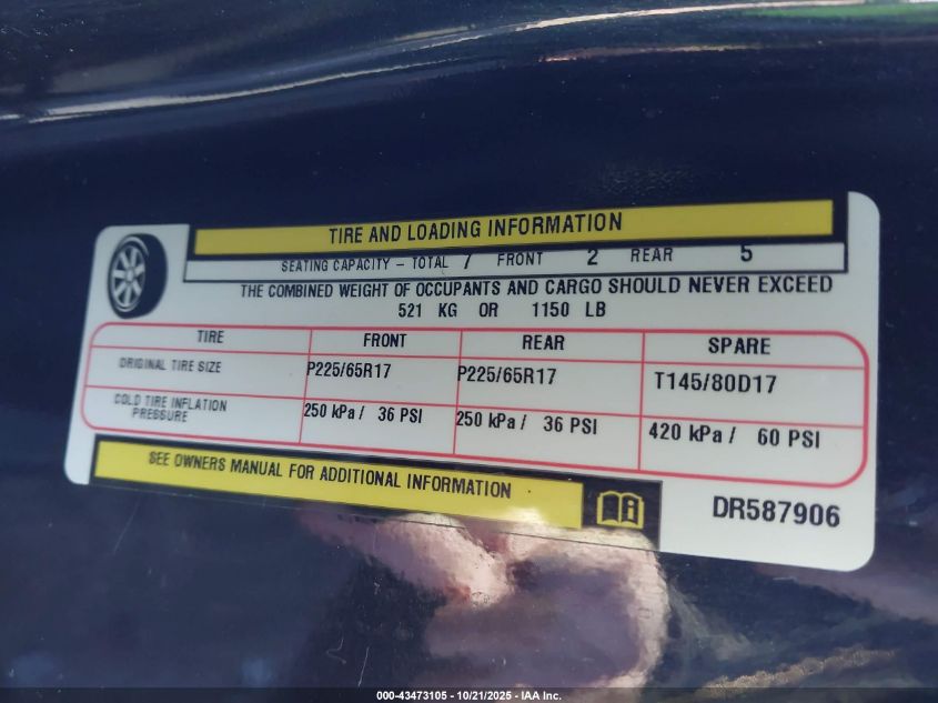 2013 Dodge Grand Caravan R/T VIN: 2C4RDGEG2DR587906 Lot: 43473105